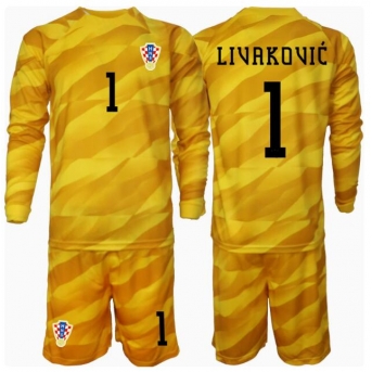 Croazia Dominik Livakovic #1 Portiere Maglia Gara Casa Repliche Europei 2024 Bambino Maniche Lunghe